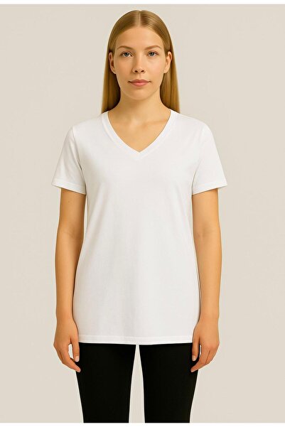 AXXEL Γυναικείο λευκό κοντομάνικο μπλουζάκι από βαμβακερό ύφασμα Oversize Άνε...