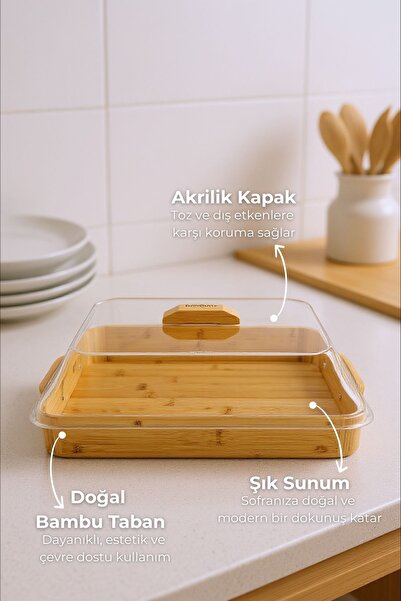 Bambum Modica Acrylic Covered Bamboo Cake Pan Rectangular Small