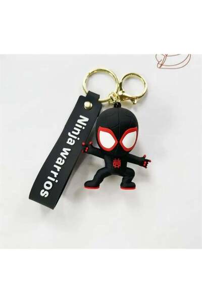 Köstebek سلسلة مفاتيح من السيليكون باللون الأسود والأحمر على شكل عنكبوت