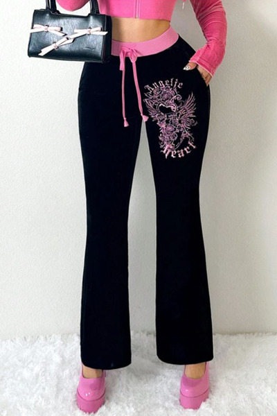 Karakedi Μαύρη φόρμα Angelic Heart με ροζ ένθετα