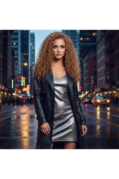 Mina Peruk Afro Dalga Front Lace Gerçek Tül Peruk - Sıcak Karamel - 60-65cm