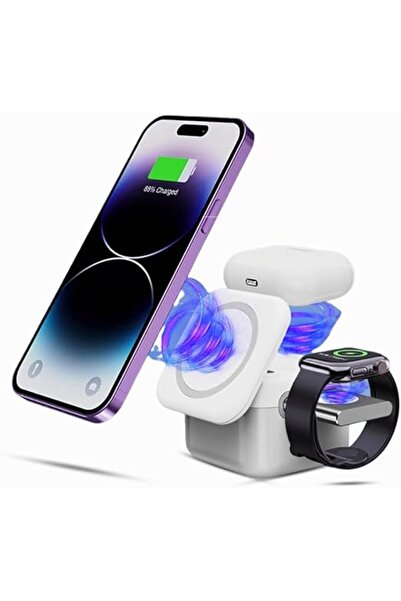 Glassology شاحن لاسلكي مغناطيسي 3 في 1 بقوة 15 وات - شحن سريع لأجهزة iPhone و...