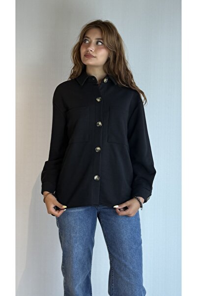 TF The Fancy For You Kadın Düğme Detaylı Polarlı Kalın Uzun Kollu Gömlek