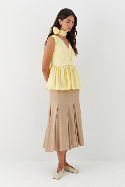 MARKALİSTE Μπλούζα χωρίς μανίκια με κορδόνι στη μέση, κίτρινο