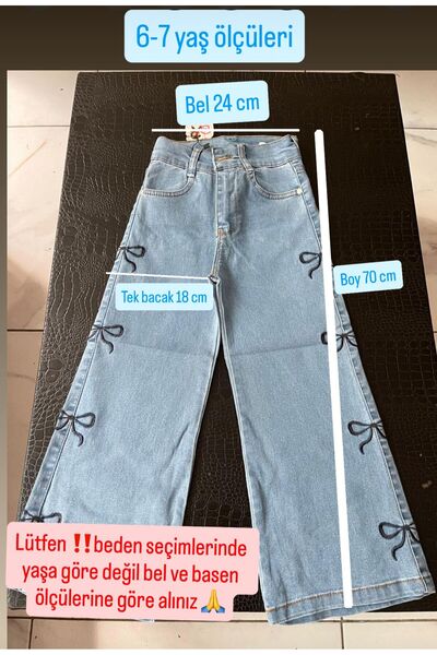 ELONİ KIZ ÇOCUK YANLARI PAPYON DESENLİ KOT PANTALON