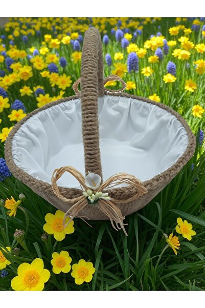 ZİRVEHOBİ Hasır sepet Yuvarlak Bohça Süsü, Gelin Damat Çeyiz Düğün Nikah Nişa...