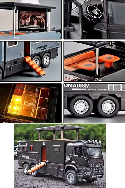 BYCEGU 95620 Pull and Drop Motorized Toy Model Caravan with Sound and Light