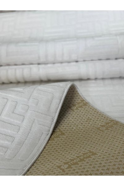 Merinos Rölyef Elit Bukle Bej Kaymaz Taban Kesme Halı Yolluk