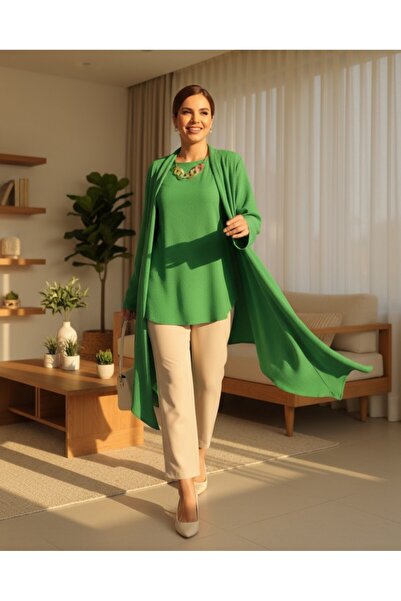 Modamorfo Πράσινο ασύμμετρο κολιέ με γιακά σάλι, τσαλακωμένο χιτώνα