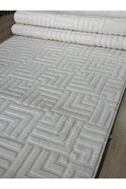 Merinos Rölyef Elit Bukle Bej Kaymaz Taban Kesme Halı Yolluk