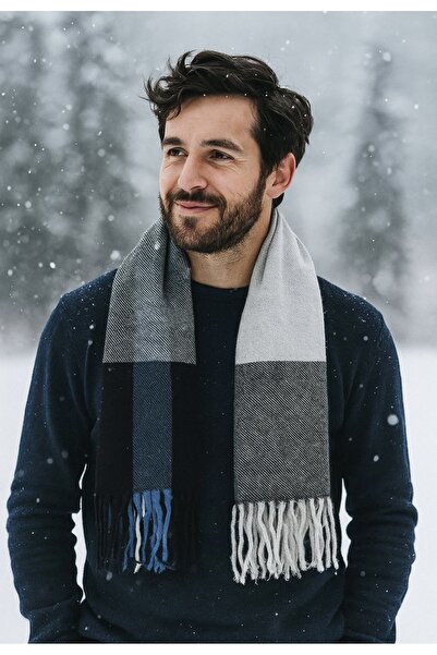 Suyutti Eșarfă tricotată cu model pentru bărbați, caldă, kaşkol