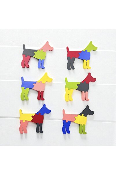 Pemina 5 Piece Colorful Mdf Puzzle with Dog Figure (Pack of 6)