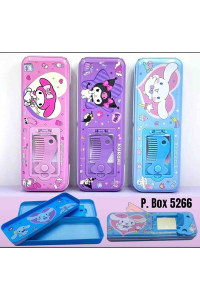zeynobella Kawaii Sanrio Kuromi Aynalı Taraklı Metal Kalemlik Okul Aksesuarla...