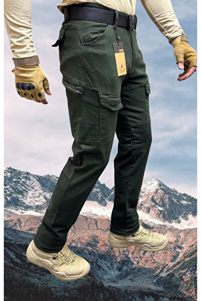 Polviton Erkek Kargo Pantolon Taktikal Outdoor Combat Cepli Likralı Gabardin Kumaş