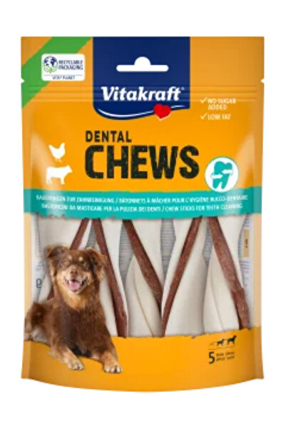 Vitakraft DENTAL CHEWS Chewable Sticks with Chicken Filling, M
