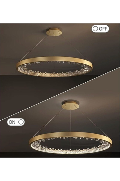 ALC-Shop Κρεμαστός πολυέλαιος LED με τηλεχειριστήριο, 44W, 1 κύκλος, 40cm, Ψυχρό/Ζεστό/Ουδέτερο φως, Ρυθμιζόμενη ένταση, Χρυσό