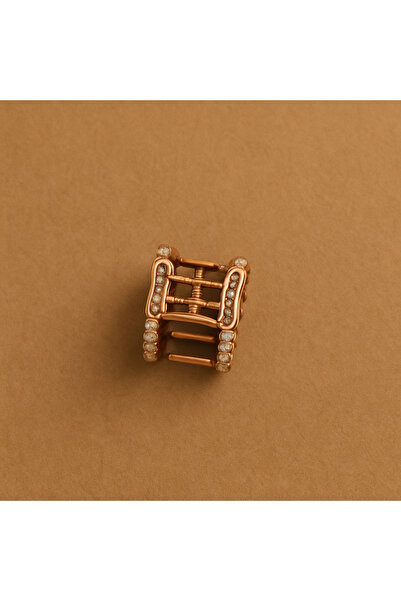 ŞEHRAZAT HANDMADE TASARIM Rose Gold Pearl Medium Size Clip Hair Clip