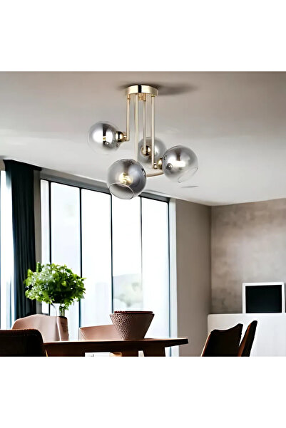 ALC-Shop Alessandro Chandelier, 4x E27, Gold, Dark Grey Shade