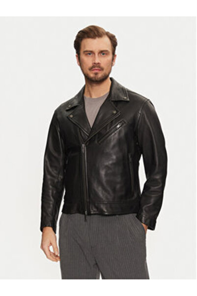 BOSS Geacă de piele bărbătească 50530258 Neagră