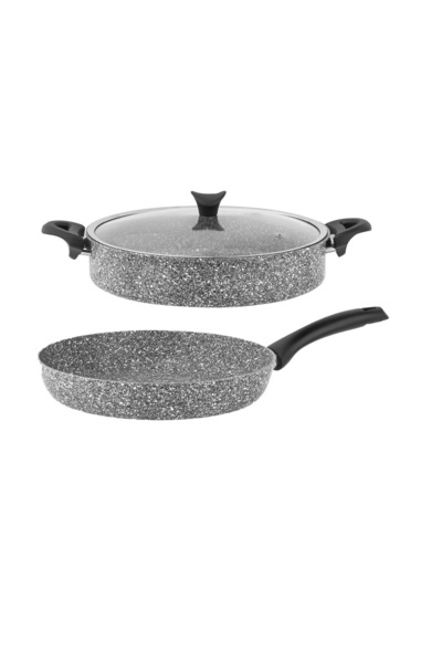 ERGENÇLER Tac Ultra Granit İkili Tencere ve Tava Seti 24 Cm Tava + 24cm Karnı...