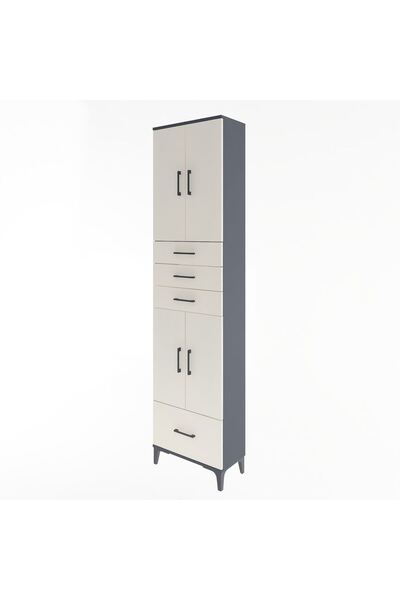 Dienni Arges Dolap 4 Raflı 4 Çekmeceli 4 Kapaklı 60x30x243 Antrasit-Aytaşı