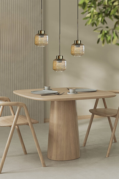 Bamyum Jerno Cam Bal Rengi Üçlü Yuvarlak Avize İnce Eskitme Başlık Retro Sarkıt Lamba Salon Aydınlatma