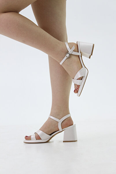 Genel Markalar SEDEF CİLT ÇAPRAZ BANT ARKA AÇIK PLATFORM ABİYE AYAKKABI 7CM