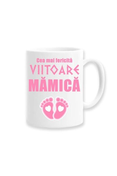 OEM Cană personalizată pentru viitoarea mămică cu mesajul: „Cea mai fericită ...
