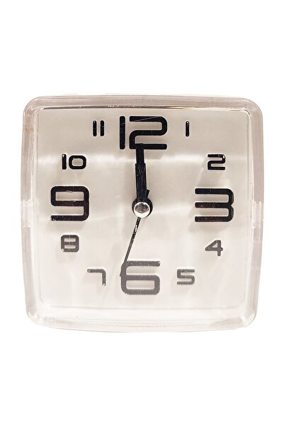 MAPLE LEAF ساعة منبه منزلية مربعة بيضاء 9 سم