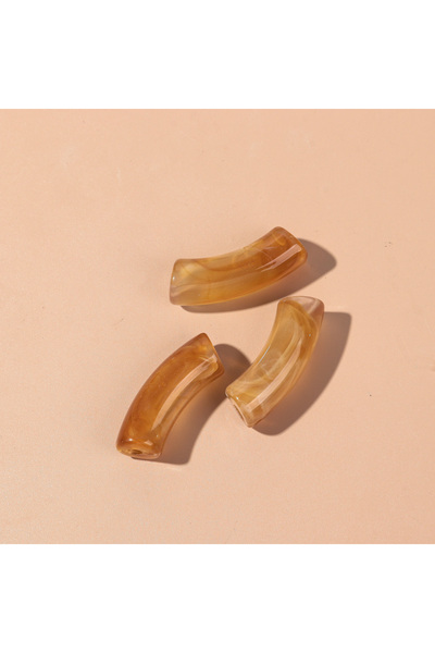 Choice6 15 قطعة من خرز الأنابيب أكريليك البني الشفاف مقاس 11 × 35 مم، خرز أنب...