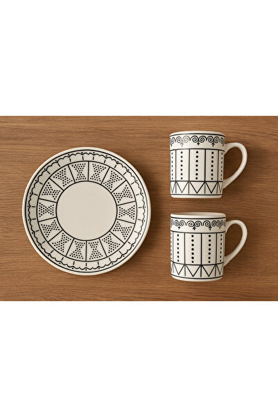 YAZICI طقم فناجين قهوة من البورسلين مكون من قطعتين من نيو لايف بنمط خاص