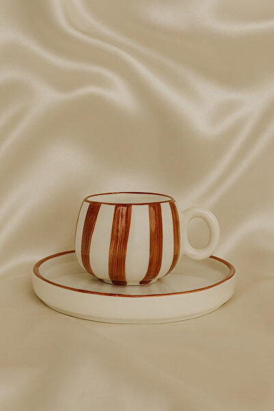 Hausette Single Thick Line Detailed Ceramic Turkish Coffee, Mug, Turkish Coffee Cup, Cup, Mug