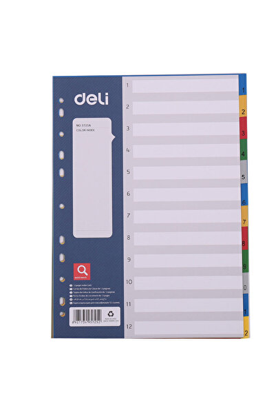 Deli plastic index dividers 1-12 color
