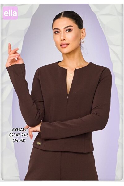 AYHAN Zipper Detailed Elastic Waist Sitting Cut Trousers Suit
