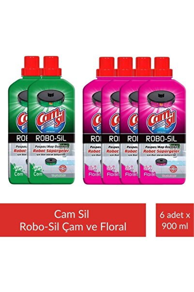 CAMSİL Robo-Sil Floral Yüzey Temizleyici 900 ml x 4 Adet + Robo-Sil Çam Yüzey...