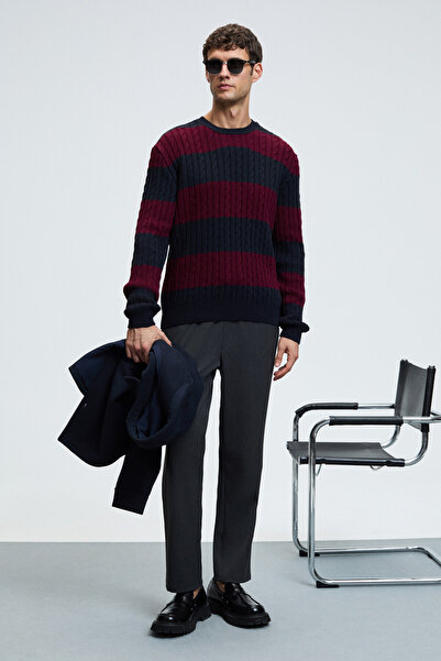 GRIMELANGE Crudo Men's Regular Fit Woven Anthracite Trousers with Side and Back Pockets and Zipper