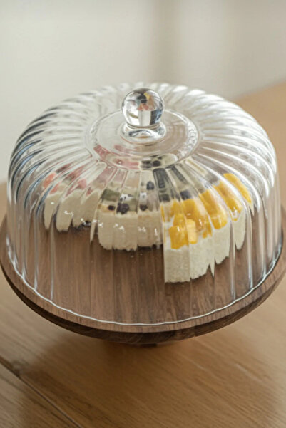 Evsun Home Collection Akasya Standlı Cam Kek Fanusu Ayaklı 28 Cm Dev Boy