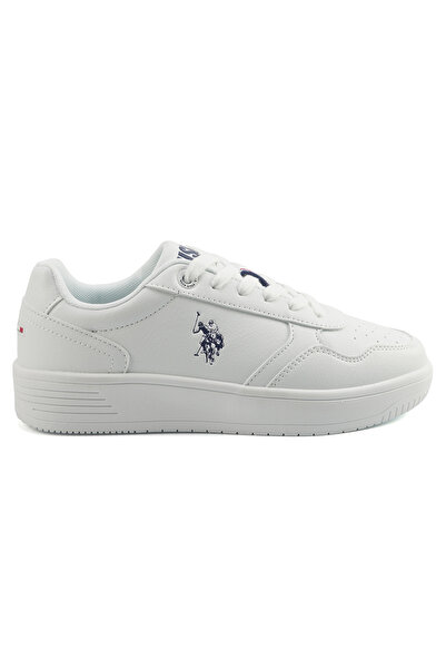 U.S. Polo Assn. حذاء رياضي أبيض للنساء - تصميم جريء وقوي مع نعل متين للارتداء...
