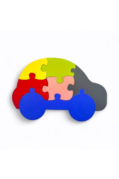 Pemina 6 Piece Colorful Mdf Puzzle with Car Figure (Pack of 6)