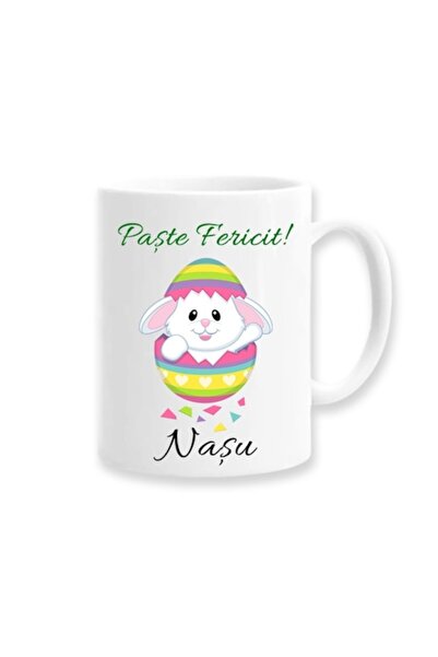 OEM Cană personalizată pentru Naș cu mesajul „Paște fericit, naș”, model iepu...