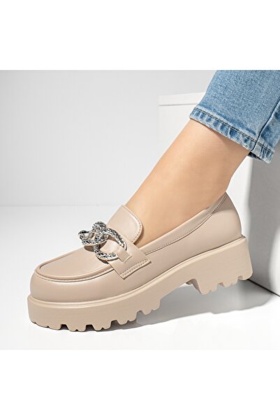 BMoD Pantofi casual bej pentru femei cu accesoriu metalic MOD13091