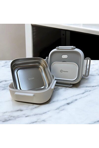 FixPoint Δοχείο αποθήκευσης και μεταφοράς τροφίμων από ανοξείδωτο ατσάλι Λευκό 750 ml P-1407