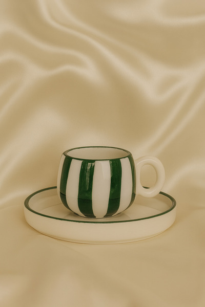 Hausette Single Thick Line Detailed Ceramic Turkish Coffee, Mug, Turkish Coffee Cup, Cup, Mug