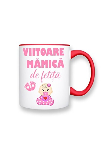 OEM Cană personalizată cu mesajul „Viitoare mămică de fetiță”, Betaprint, alb...