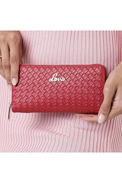 Lavie Women's Zip Around 2 Fold Wallet Purse (Large, Red)