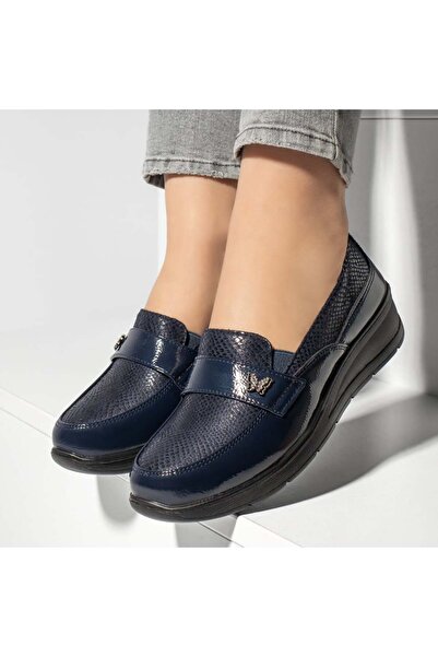 Modlet.ro Γυναικεία μπλε πλατφόρμα casual παπούτσια με μεταλλικές λεπτομέρειε...