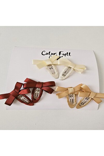 COLORFULLCLİPS مجموعة من 6 مشابك أطفال ملونة بألوان ترابية مع فيونكة للبنات