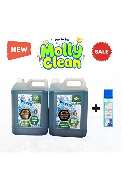MOLLY CLEAN Pachet cu 2x5 litri Detergent profesional Ocean Fresh cu bicarbon...
