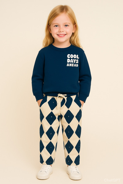 babymoon kids Boys and Girls Cool Days Printed Cotton Fabric Blue Bottom Top 2-Piece Set