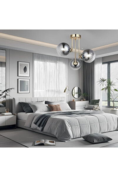 ALC-Shop Alessandro Chandelier, 3x E27, Gold, Dark Grey Lampshade, Gold